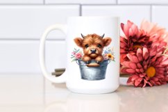 Baby Highland Cow with Flowers PNG Product Image 2
