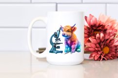 Colorful Baby Highland Cow with Microscope, Transparent PNG Product Image 2