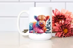 Colorful Baby Highland Cow with Microscope, Transparent PNG Product Image 2