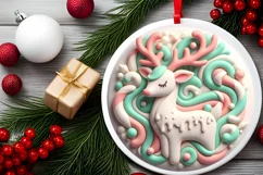 Round Christmas Ornament Sublimation|Clipart Product Image 1
