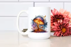 Magical Shiny Mushroom Watercolor Splash PNG Product Image 2