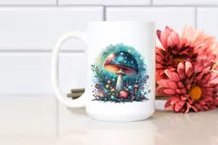 Magical Shiny Mushroom Watercolor Splash PNG Product Image 2