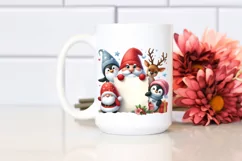 Cute Christmass Gnome Peeking Over Paper PNG Product Image 2