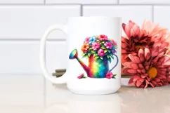 Watercolor Watering Can with Impatiens Clipart Product Image 2