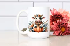 Funny Cow Pumpkin Sitting | Sublimation Clipart Product Image 2