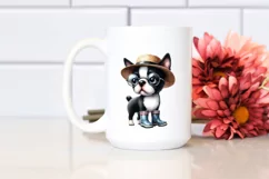 Abstract Watercolor Baby Boston Terrier | Clipart Product Image 2