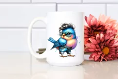 Posing Bird in Jeans, Vibrant Watercolor PNG Product Image 2