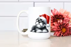 Watercolor Miniature Schnauzer with Santa Hat Product Image 2