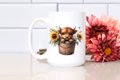 Cute Baby Highland Cow in Sunflowers PNG Product Image 2