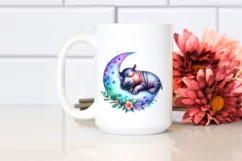 Baby Hippo Sleeping on the Moon | Sublimation | Clipart Product Image 2