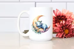 Baby Hippo Sleeping on the Moon | Sublimation | Clipart Product Image 2