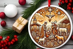 Round Christmas Ornament Sublimation|Clipart Product Image 1