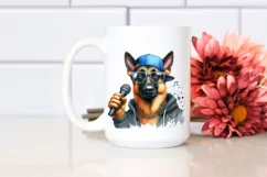 Sublimation German Shepherd Hip Hop Singer Clipart Product Image 2
