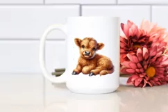 Cute Smiling Baby Highland Cow | Sublimation | Clipart Product Image 2