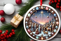 Round Christmas Ornament Sublimation|Clipart Product Image 1