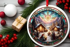 Round Christmas Ornament Sublimation|Clipart Product Image 2