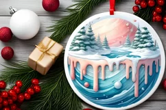 Round Christmas Ornament Sublimation|Clipart Product Image 2