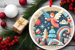 Round Christmas Ornament Sublimation|Clipart Product Image 1