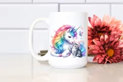 Colorful Baby Unicorn Playing with Kitten, Transparent PNG Product Image 2