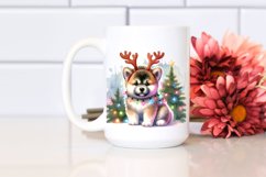 Pastel Akita with Christmas Lights, PNG Product Image 2