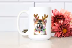 Expressive Akita with Christmas Lights, PNG Product Image 2