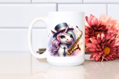 Colorful Baby Unicorn at Jazz Club, PNG Product Image 2
