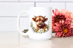 cute smiling Highland Cow with Big Eyes | Watercolor Clipart Product Image 2
