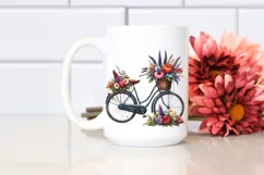 Vintage Bicycle Flowers USA Flag Clipart Product Image 2