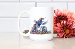 Simple Vibrant Unicorn Drawing with Grave | Clipart Product Image 2
