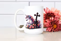 Simple Vibrant Unicorn Drawing with Grave | Clipart Product Image 2