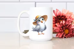 Funny Dove Standing in Sun Hat | Sublimation Clipart Product Image 2