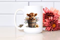 Baby Highland Cow with Flowers PNG Product Image 2