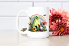 Watercolor Gnome House Rainbow Scene | Sublimation | Clipart Product Image 2