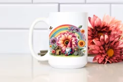 Watercolor Gnome House Rainbow Scene | Sublimation | Clipart Product Image 2