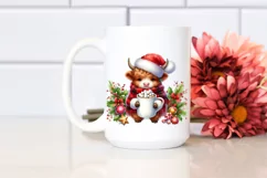 Christmas Highland Cow with Santa Hat PNG Product Image 2