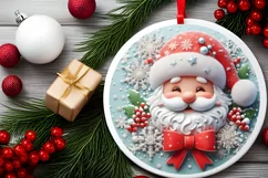 Silent Night Christmas Round Cute Ornament Sublimation Product Image 1