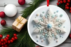Snow Flake Christmas Round Cute Ornament Sublimation Product Image 1