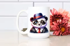 Funny Cute Panda in Retro es Sticker Clipart Product Image 2