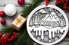 Round Christmas Ornament Sublimation|Clipart Product Image 1