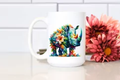 Rhino with 3D Flowers, Transparent PNG Product Image 2