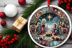 Round Christmas Ornament Sublimation|Clipart Product Image 2