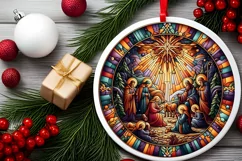 Round Christmas Ornament Sublimation|Clipart Product Image 2