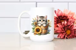 Baby Cat with Sunflowers PNG Product Image 2
