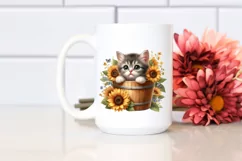 Baby Cat with Sunflowers PNG Product Image 2