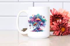 Colorful Magical Celestial Mushroom | Watercolor Clipart Product Image 2