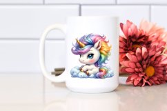 Cute Baby Unicorn with Cool Haircut | Watercolor Clipart Product Image 2