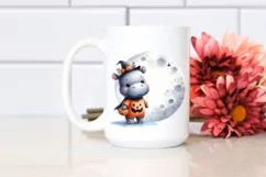 Cute Baby Hippo on a Moon PNG Product Image 2