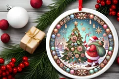 Round Christmas Ornament Sublimation|Clipart Product Image 1