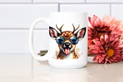 Funny Cute Deer Watercolor Clipart Product Image 2