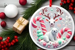 Round Christmas Ornament Sublimation|Clipart Product Image 1